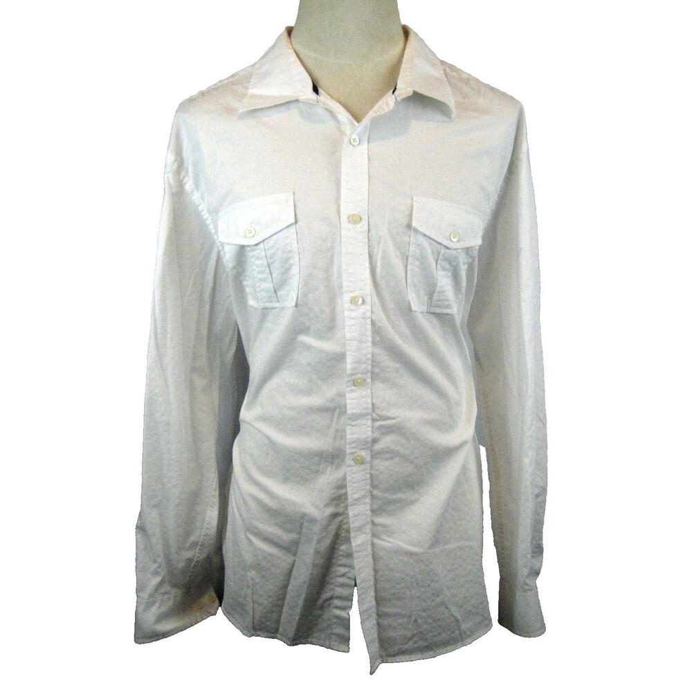 Mens Madison 100% Cotton White LS Casual Shirt size XXL